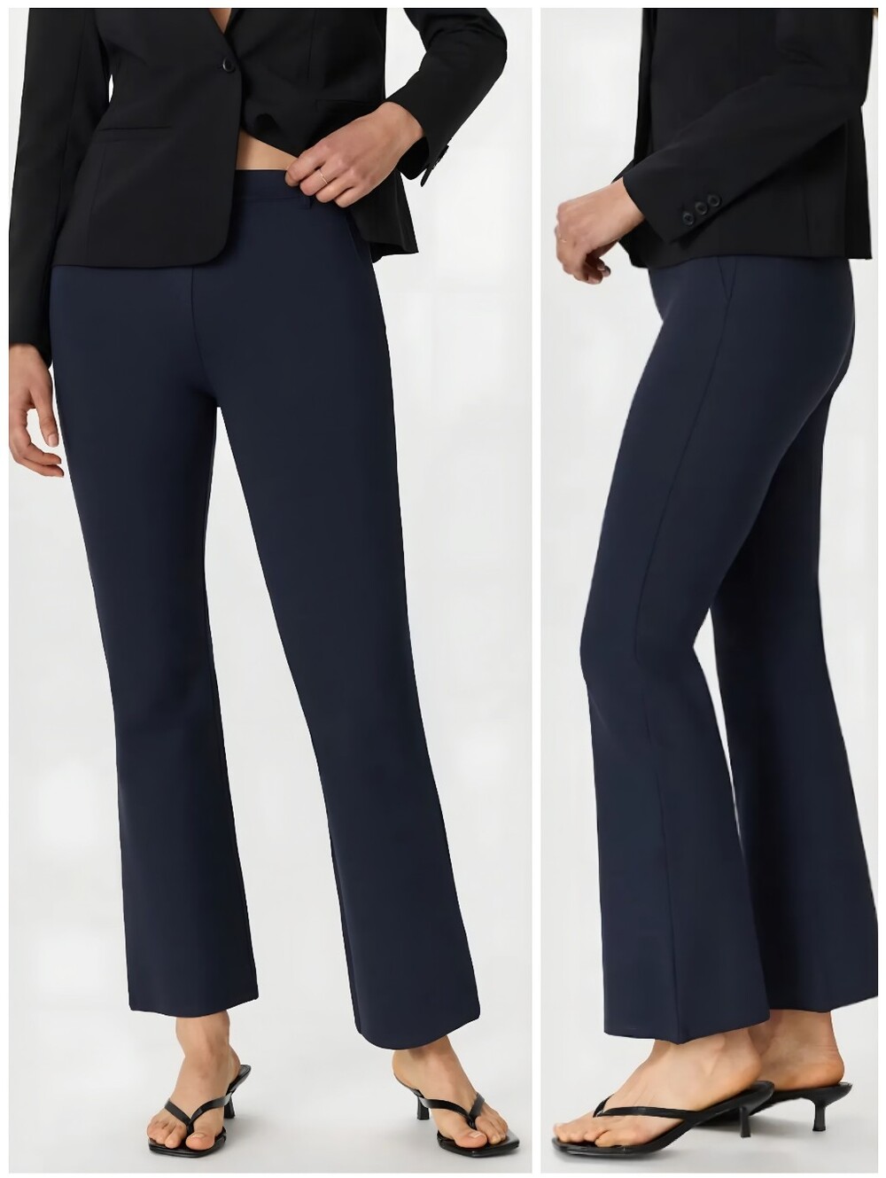 Quince Ponte Bootcut Navy Stretch Pants, M